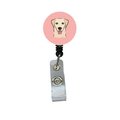 Teachers Aid Checkerboard Pink Golden Retriever Retractable Badge Reel TE251307